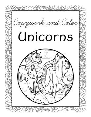 Copywork and Color - Unicorns